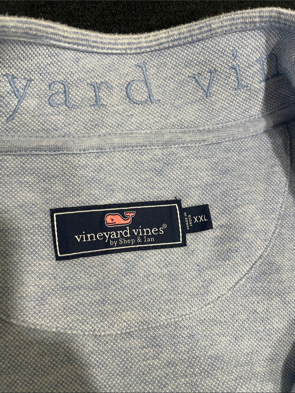 Vineyard Vines Pale Blue Men's Quarter-Zip Pullover - Picture 2 of 2